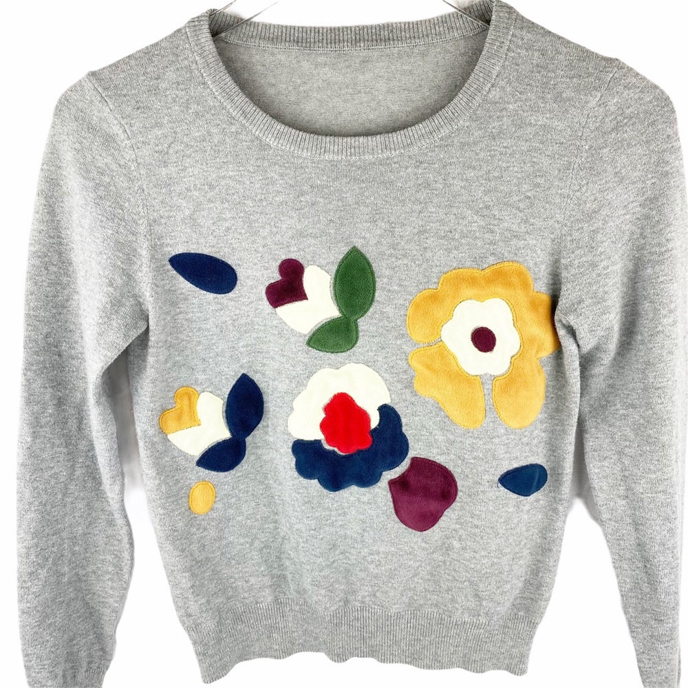 Vintage Hopeshow Velvet Embroidered Floral Sweater Small - Picture 2 of 5